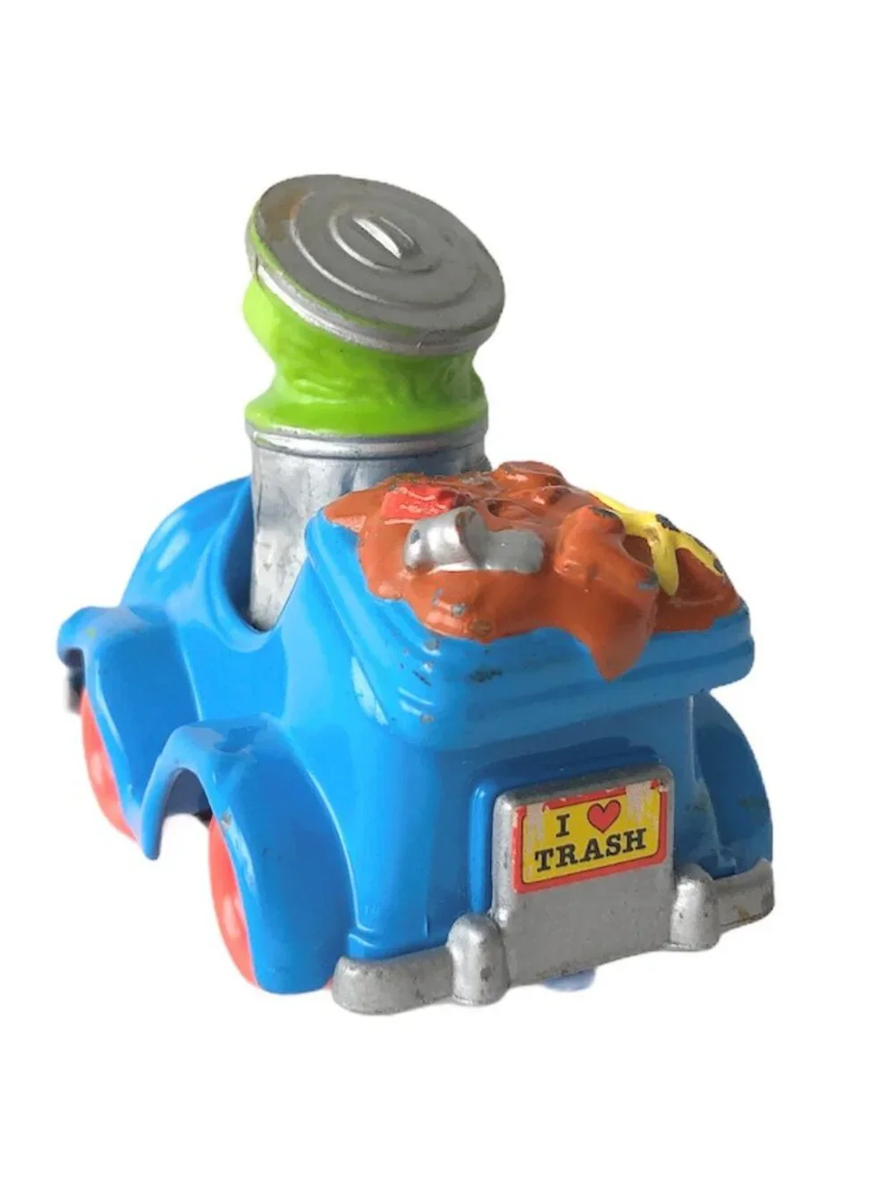 Vintage 1987 Playskool Sesame Street OSCAR THE GROUCH Die Cast Car 3” Blue Trash